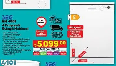 SEG 4 PROGRAMLI BULAŞIK MAKİNESİ